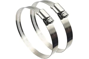 EESTECK 65-89mm(Diameter) Adjustable 304 Stainless Steel Duct Clamps Hose Clamp Pipe Clamp Air Ducting Clamp Worm Drive Hose Clamps (Silver, 2 Pack)