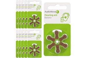 AudioNova - Piles auditives Taille 312 (PR41)| sans Mercure - Zinc Air - 1.45V | Lot de 60 Piles auditives Audionova 312 Plaquettes pour Appareil Auditif - Aide Auditive - Code Couleur Marron