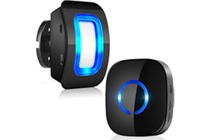 COTINSE Bewegungsmelder Alarm Durchgangsmelder Funk Türklingel Katzenklingel Erfassungsbereich 4-5M 110° Drahtlose Übertragungsdistanz 110-140M für Haus, Geschäft, Büro (1*Bewegungsmelder 1*Empfänger)