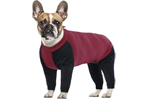 PUMYPOREITY Small Dog Pyjamas, All in One Dog Coat with Legs(Red, S)