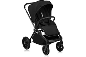 Lionelo MIKA PLUS Kinderwagen 6-48 Monate bis 22 kg, Verstellbare Rückenlehne und Fußstütze, Federung, 360° drehbare PU-Räder, Wasserdichtes XXL-Verdeck, UPF50+