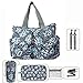 Bebamour Original Floral Designer Diaper Tote Bags Nappy Changing Bag (Blue)