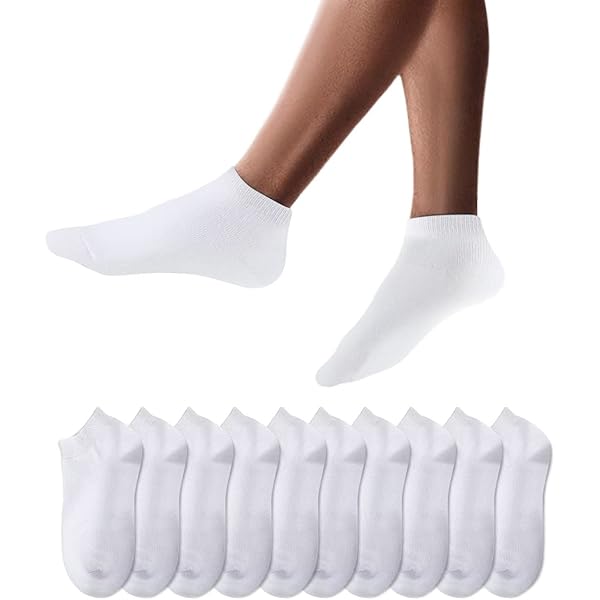 10 Paia Calzini Corti Unisex - Cotone Sportivi, Nero Bianco Grigio - Foto 2