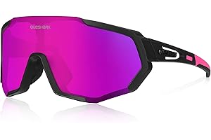 ‎QUESHARK Queshark Sportbrillen Fahrrad Brillen Damen Herren Polarisierte UV400 Schutz mit 3 Wechselgläser Radbrillen für Outdoor-Sport Radfahren Motorradfahren Laufen Angeln Golf