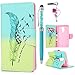 Produktbild Huawei Honor 6X Hülle Leder Case,KASOS Huawei Honor 6X Handyhülle Brieftasche Book Type PU Leder +TPU Innere Tasche Bunt Gemalt Magnetverschluss Ledertasche Cover, Gradient Feather Vögel + Touch Pen + Stöpsel Staubschutz