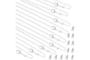 PP OPOUNT 30 Pieces Silver Necklace Chains Bulk Cable Chain and 30 Pieces Pinch Clasp Bails Dangle Charms for Jewelry Making(18 Inches)