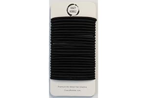 24 Pcs Black Crazy Bobble® Premium Non-Metal Hair Elastics Hair Bands 4mm Thick Hair Ties For Adults and Kids