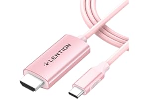 LENTION Câble USB C vers HDMI 4K/60Hz Câble Type C HDMI pour MacBook Air/Pro, Nouvel iPad Pro, Chromebook 13/15, Surface Book 2/Go, Samsung S9/S8/Plus Note 9, Plus (1.8M, Or Rose)