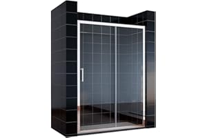 SONNI Drzwi przesuwne Prysznic 170 cm Drzwi prysznicowe Kabina prysznicowa Szklane drzwi przesuwne Wysokość 185 cm Przezroczyste Szkło Ścianka prysznicowa Kabina prysznicowa