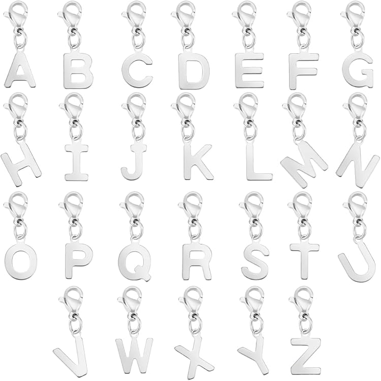 Kleine zilveren letterhangers sieraden: 156 stuks A-Z metalen sieraden maken bedels met oogjes voor gepersonaliseerde armband, doe-het-zelf halskettingen knutselen en bruiloftsdecoratie, mixed, Metaal