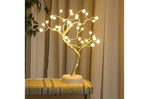 XhuangTech Tabletop Bonsai Tree Light with 36 LED Copper Wire String Lights,Battery/USB Operated DIY Artificial Tree Lamp for Bedroom Desktop Christmas Party Decoration Lights (Warm White - Pearl)