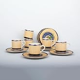 Ar Yıldız Perline 12 Piece Turkish Coffee Cup Set for 6 Persons 100 Ml