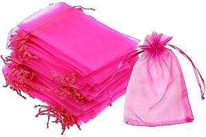Rapecott 9x12cm 100pz Organza coulisse sacchetti regalo, sacchetti tulle portaconfetti, confetti comunione, bustine per gioielli, compleanno natale bomboniere sacchetti piccoli regalo