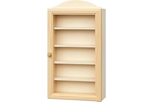 GRECA Vitrina Colecciones Madera. Madera en Crudo, para Decorar. Medidas Exteriores (Ancho/Fondo/Alto): 25*8,5*44 cms. Distancia Entre baldas: 6.7 cms. Baldas fijas. Se Puede Pintar