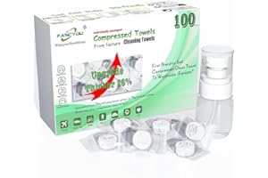 Fancyou Compressed Clean Towels 100 Count, Thicken Portable Disposable Face Towel Cotton Coin Tissue Hand Wipes for Home, Travel, Camping, Hiking, Sport and Other Outdoor Activities (EU-CT-IW-100)