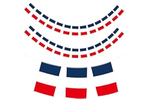 G2PLUS 11 m łańcuch flag Francji, 40 flag Francji, 14 x 21 cm, chorągiewki, do ogrodu, baru