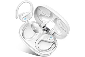 Ltinist Bezprzewodowe słuchawki sportowe, słuchawki Bluetooth 5.3, odtwarzanie 75H nauszne z 4 mikrofonami ENC, słuchawki z redukcją szumów, głęboki bas, z zaczepami na uszy, wodoszczelność IP7