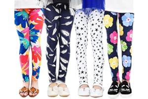 XM-Amigo Lot de 4 pantalons pour filles, motif floral, jambières extensibles (2-13ans)