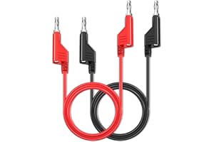 Cleqee Stapelbar Banane zu Bananenstecker Prüfkabel 2 Stück Weiches Elektrisches Prüfkabel Draht 3,3ft/1m Rot Schwarz für Multimeter 1000V 15A