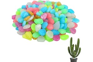 WeddHuis 100 piezas de guijarros que brillan en la oscuridad, decoraciones para caminos de jardín, macetas, acuarios, piedras de resina (de colores, fluorescentes)