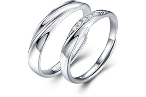 sassu fine Endless Love, coppia di anelli in argento 925 con zirconia cubica Swarovski, regolabili, fedi nuziali, anelli di promessa (anelli per coppia)