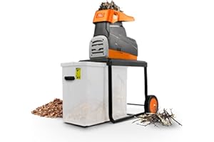SuperHandy Garden Shredder Silent Wood Chipper Electric Mulcher Ultra Quiet 2800W 230V 1.8" (45mm) Max Cap. 17:1 Reduction 50L Collection Bin