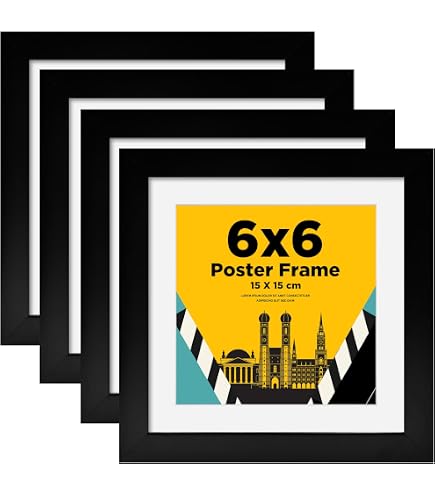 Cornice In Legno Nero 15x15 Cm – Egofine, Con Vetro Acrilico, Per Foto 10x10 O 15x15, Da Tavolo O Parete