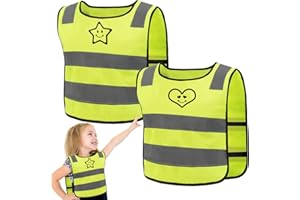 ZDQC 2 Pezzi Giubbotto di Sicurezza per Bambini,Gilet Sicurezza Bambini,Gilet Catarifrangente Bambini,Gilet di Sicurezza Riflettente,Gilet Alta Visibilita,Giubbotto Riflettente