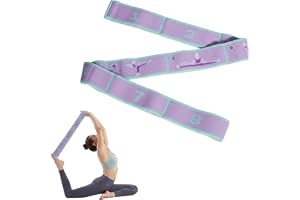 NiceNaiils Yoga band med 8 slingor och övningsinstruktioner – elastiskt yogabä för stretching, pilates och fitness – yogatillbehör kvinnor och män – stretchband för att förbättra flexibiliteten