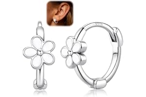 CASSIECA Orecchini in Argento 925 per Donne Ragazze Orecchini a Fiore Margherita Orecchini Minimalisti Huggie Fiore