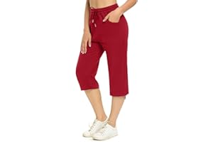Totatuit Pantaloni Capri Donna Estivi Pantaloni Sportivi Donna Pantaloni 3/4 Donna Cotone Regolabile con Tasca Pantaloni Pinocchietto Cropped Estivi Donna Jogging Yoga Pinocchietti Donna
