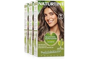 Naturtint Biobased | Coloración sin amoniaco | 100% cobertura de canas | Ingredientes vegetales | Color natural y duradero | 6N Rubio Oscuro | Pack de 3