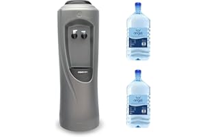 Hydrate Direct Core Water Cooler Package 4 | Water Dispenser Plus 2 x 12L Bottles of Natural Water, Ambient & Cold Temperature, Grey/Silver