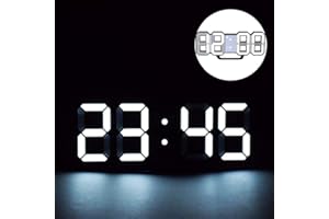 DELIPOP Cyfrowy budzik LED 3D, cyfrowy 3D LED, wyświetlacz 24/12 godzin, elektroniczny zegar ścienny LED z 3 regulowanymi poziomami jasności, do domu, kuchni lub biura