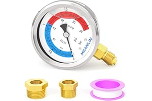 MEANLIN MEASURE 0~2Bar/0~30Psi 1/4" BSP Manomètres avec cadran de 2 pouces,remplis de glycérine,filtre de piscine,boîtier en acier inoxydable 304,montage inférieur,avec douille hexagonale