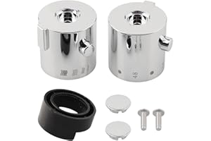KHIRONHIVE Chrome Thermostatic Shower Handle Temperature Control Knob Replacement Set with Stop for Bath Mixer Valve 24 Splines Teeth 40mm Diameter