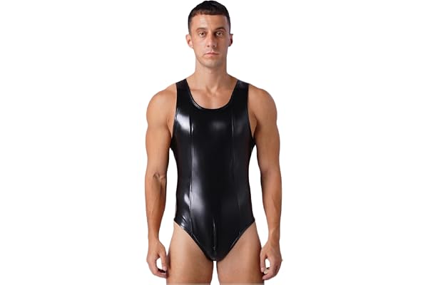 Msemis Glänsande jumpsuit för män brottning singlet latex catsuit väst lackläder wetlook metallisk stringbody party yoga nattkläder nattklubb