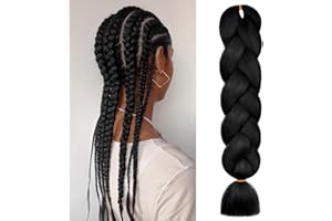 Aomig Allungato Intrecciare, Dreadlock Parrucca, Parrucca Treccine Jumbo Estensioni dei Capelli Resistenti ai Calore, Parrucca Rasta per Crochet Twist Intrecciare i Capelli Africane Extension, Nero