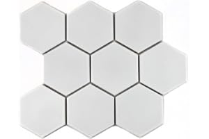 CONWIRE Mosaik Fliese Keramik Hexagon weiß matt für BODEN WAND BAD WC DUSCHE KÜCHE FLIESENSPIEGEL THEKENVERKLEIDUNG BADEWANNENVERKLEIDUNG Mosaikmatte Mosaikplatte