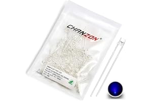 CHANZON 100 Piezas luces de diodo LED UV púrpura de 3mm (violeta transparente superior plana transparente DC 3V 20mA) Componentes electrónicos Diodos emisores de luz indicadora