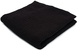 Orient Fashion Mussola Doppia garza, Tessuto di cotone, 50 x 130 cm (Nero)