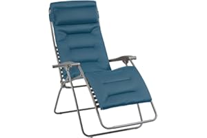 Lafuma Mobilier Clip XL Air Comfort Outdoor Home Zero Gravity Relaxing Recline Lounge Chair with Steel Tubing, Garden Recliner Chair Ideal for terrace, or pool - Coral Blue