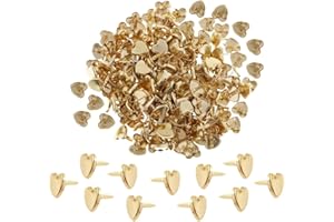 DKDXID 200 Stück Musterklammern Gold Rundkopfklammern Herz Musterbeutelklammern Mini Herzförmige Brads für Scrapbooking Briefklammern Klein Papierverschlüsse Bastelklammern Metall Flügelklammern Büro