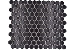 MOSANI MOS11A-0311 Carrelage hexagonal mosaïque en céramique mini noir mat pour paroi arrière de douche