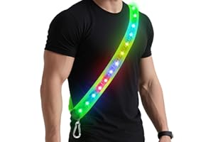 Zacro LED Reflective Belt Sash, Running Lights for Runners with 5 Lights Colors & 3 Light Modes, High Visibility Lights for Walking at Night Safety, USB Rechargeable Running Gear for Men Women Kids