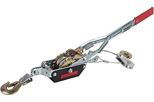 EJOYOUS 2/4T Come Along Winch Puller, Cable Ratchet Winch Pulley Hoist Heavy Duty Cable Ratchet Power Puller Tool with 2 Hooks for Lifting Pulling Construction Building (4T)