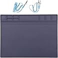 HPFIX Anti-Static Mat ESD Grounding Pad for Computer, Laptop, Cellphone, iPad Electronics Repair, ESD Silicone Soldering Mat Heat Resistant 932°F with ESD Wrist Strap and Grounding Cord