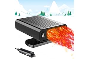 nuluxi Chauffage de voiture 2 en 1 - 12 V - 200 W - Dégivreur rotatif à 360 ° - Chauffage rapide - Dégivreur - Pour pare-brise de voiture - Chauffage rapide - Noir