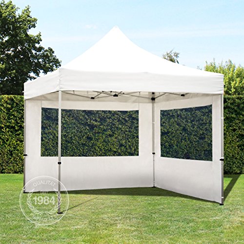 PROFIZELT24 Faltpavillon Faltzelt Klappzelt Partyzelt Falt-Pavillon mit 2 Seitenteilen, ALU Popup für Garten Terrasse Feier Markt als Unterstand, Dachplane 100% WASSERDICHT 280g/m², 3x3m, weiß - 2