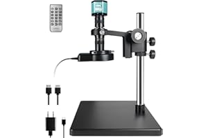 RUZIZAO Microscope Numérique 4K HDMI Type-C Camera Microscope avec Objectif 150X, Annulaire Lumière LED et Grande Base Métallique pour Réparation/Observation/Souder/Recherche, Compatible avec PC/TV